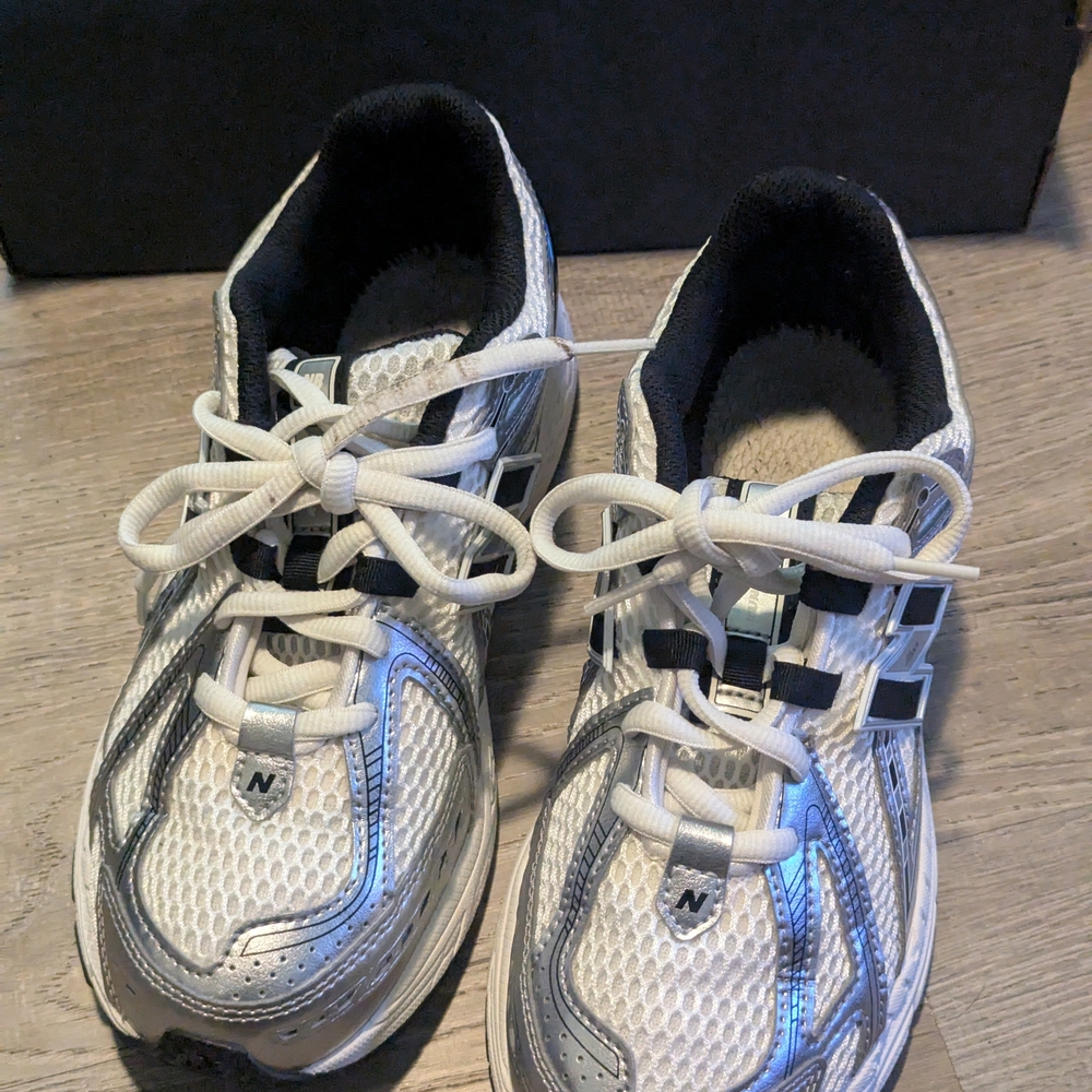 Kids White and Silver Athletic Sneakers - New Balance 1906